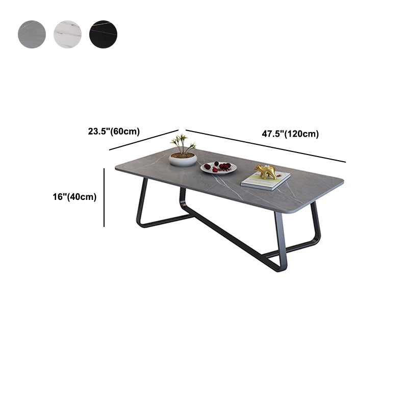 Cross Legs Stone Top Cocktail Table,Glam Stoen Rectangular Coffee Table