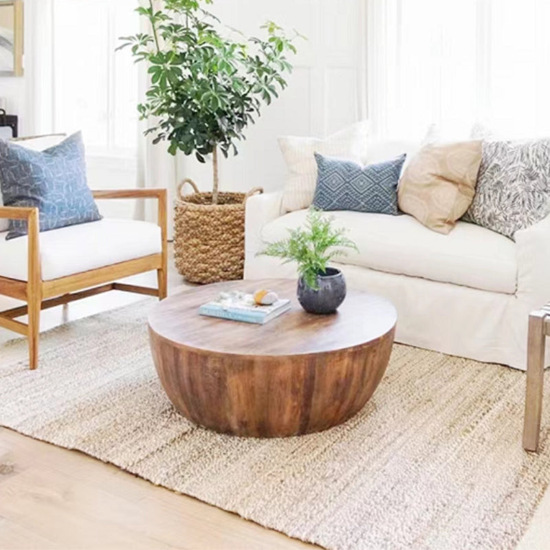 Solid Wood Distressed Coffee Table Scandinavian 14.96" H 1 Single Cocktail Table