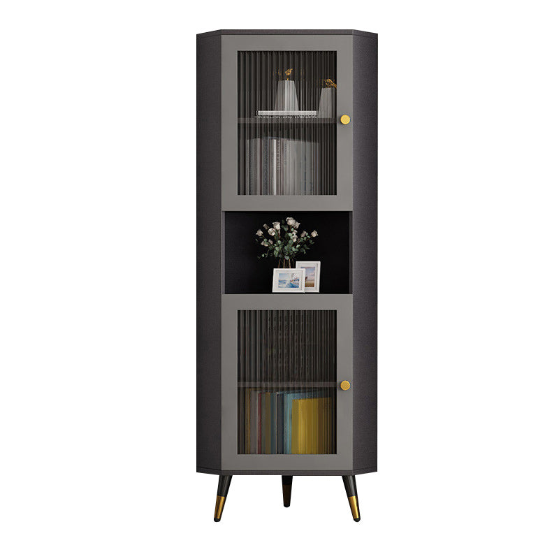Modern Accent Cabinet with 2 Glass Doors and Storage Shelf Cabinet