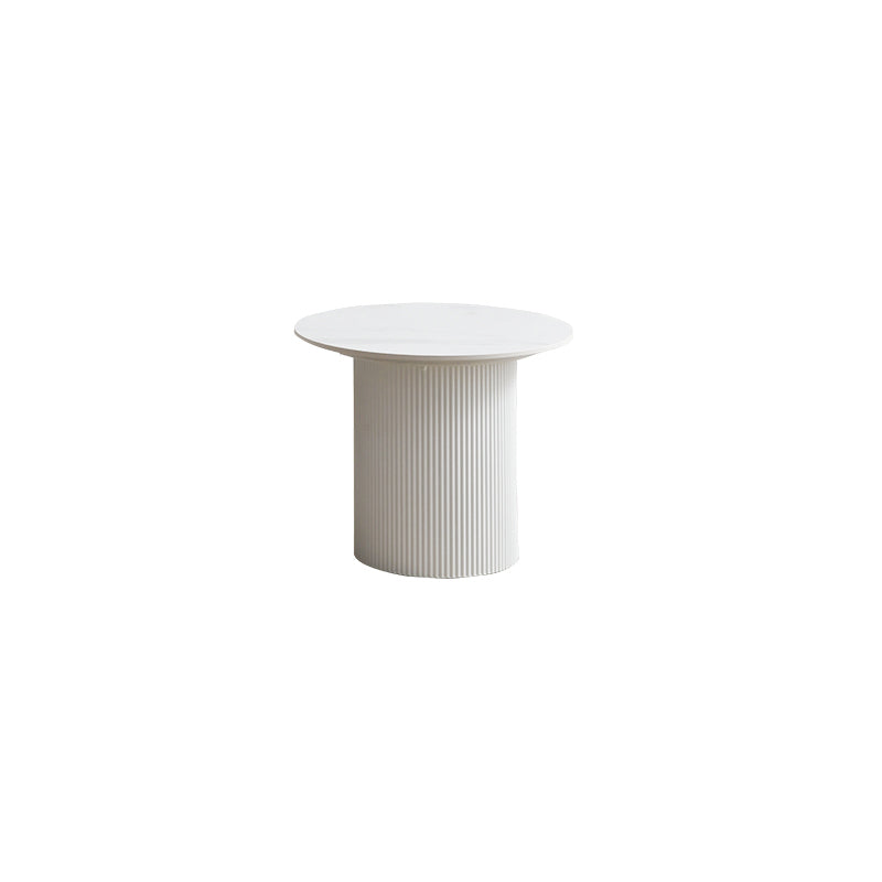 Slate Round Coffee Table Pedestal Cocktail Table Set in White