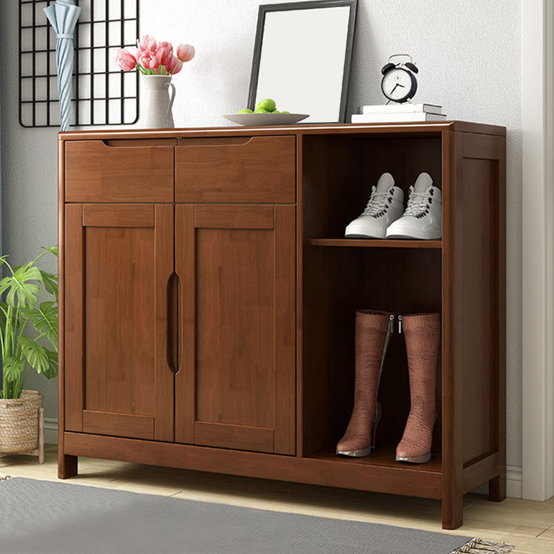 Mid-Century Cabinet with 2 Doors and 2 Drawers in Rubberwood