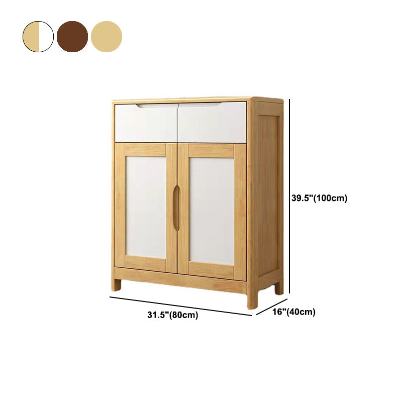 Mid-Century Cabinet with 2 Doors and 2 Drawers in Rubberwood