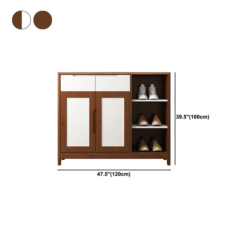 Mid-Century Cabinet with 2 Doors and 2 Drawers in Rubberwood