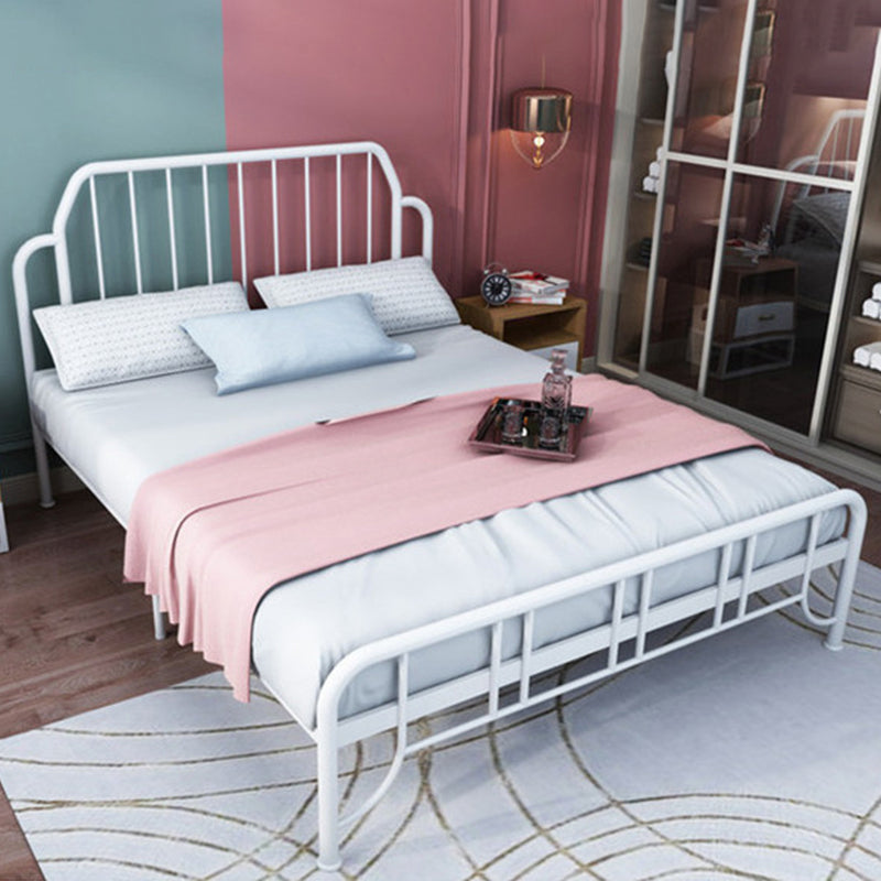 Modern Rectangular Headboard Bed Open-Frame Iron Bed With Metal Legs