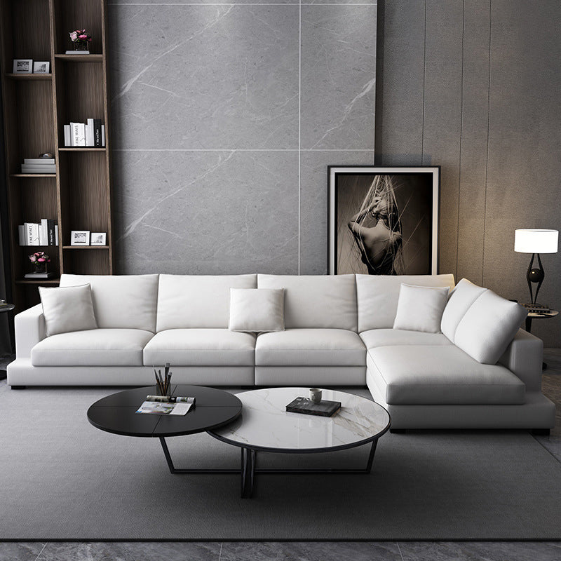 Fabric Pillow Back Sectional Sofa Square Arm Sectional in Gray