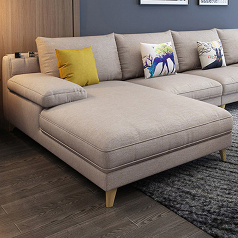 Brown 4-seater Slipcovered Sectional Sofa Pillow Top Arm Sectional