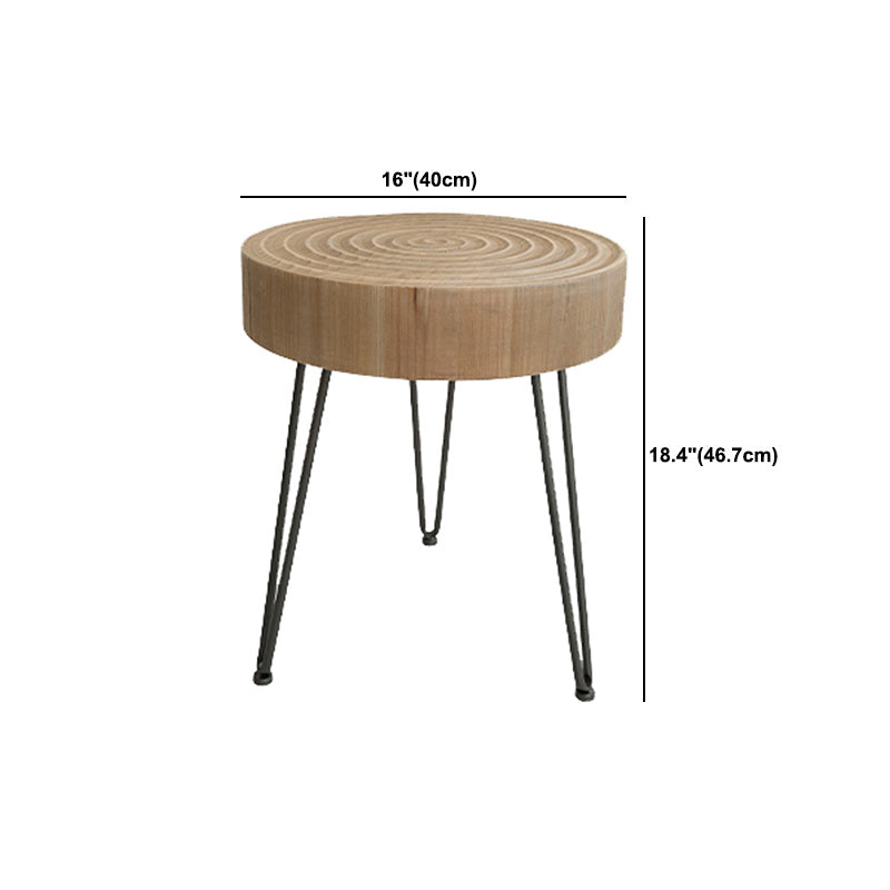 Round Sold Wooden Coffee Table with Black Base and Brone Top