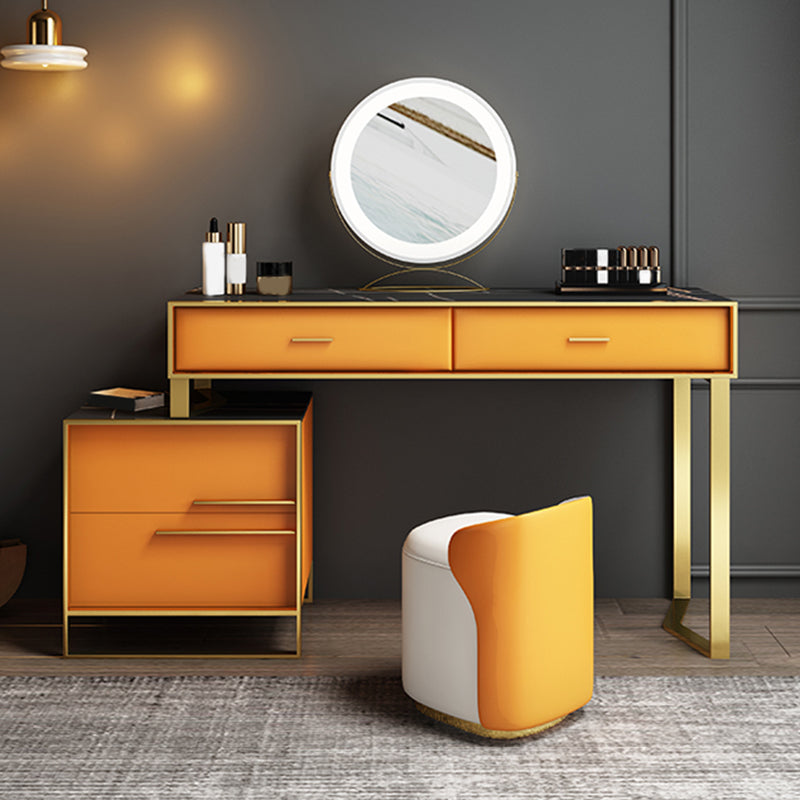 Orange Vanity Set with 4 Storage Drawers Make-up Vanity, 15.74" Wide