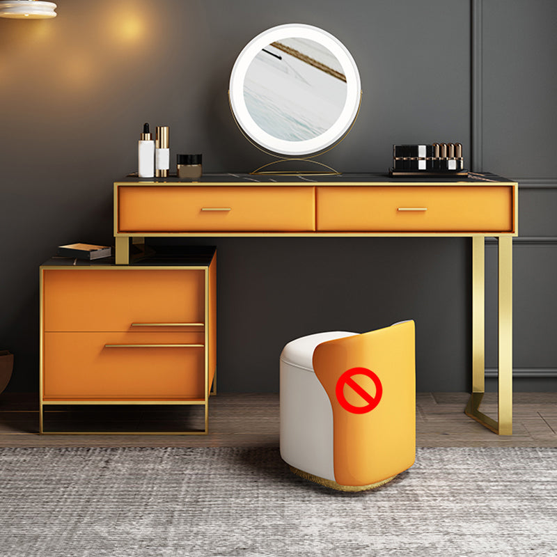 Orange Vanity Set with 4 Storage Drawers Make-up Vanity, 15.74" Wide