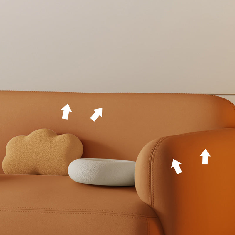 27.5" H Contemporary Faux Leather Recessed Arm Sofa for Living Room