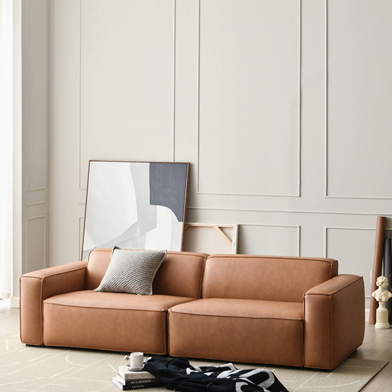 25.6" H Contemporary Faux Leather Square Arm Sofa for Living Room