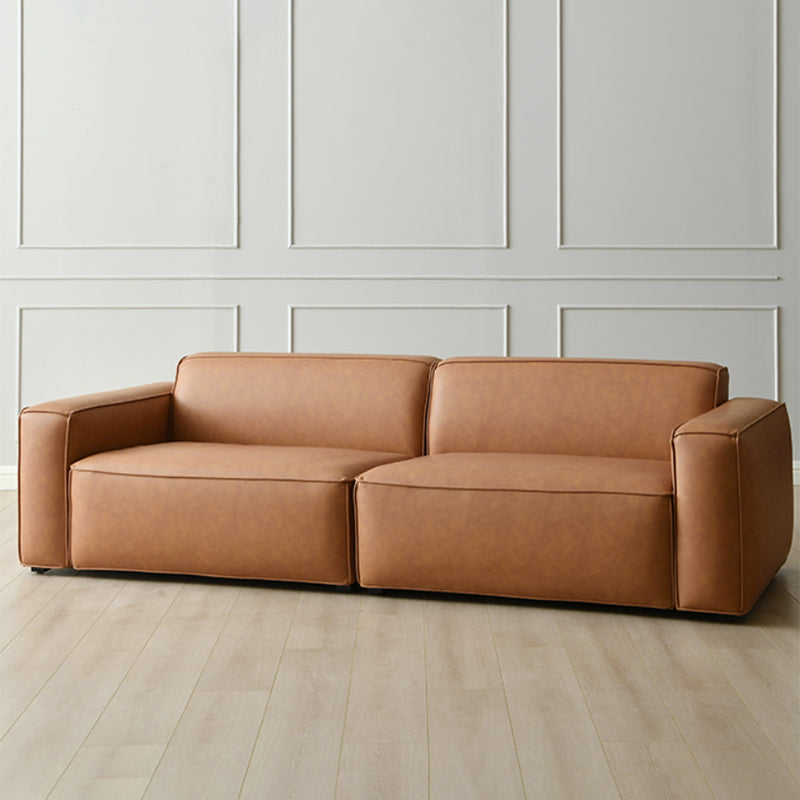25.6" H Contemporary Faux Leather Square Arm Sofa for Living Room