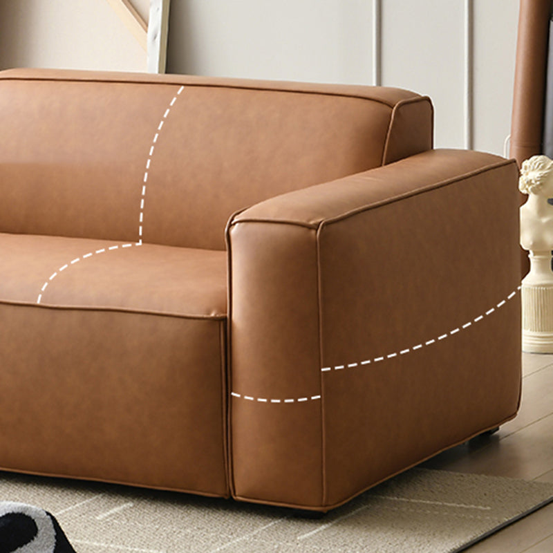 25.6" H Contemporary Faux Leather Square Arm Sofa for Living Room