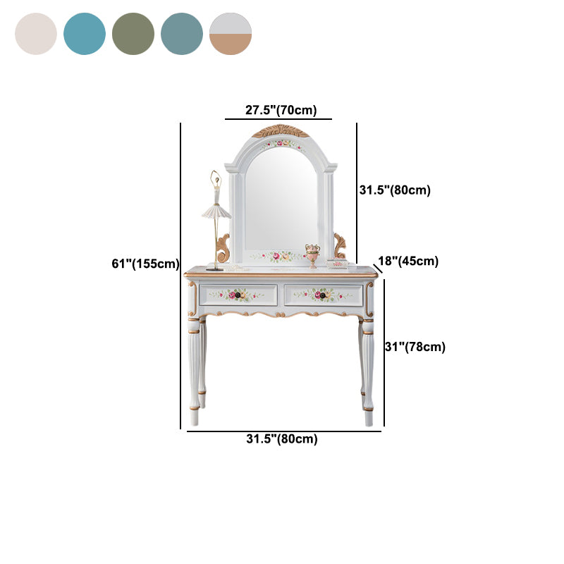 Wood Vanity Set 17.71" Wide Make-up Vanity with 2 Storage Drawers and Stool