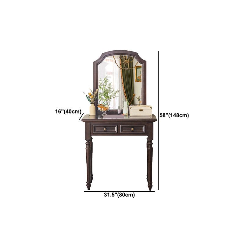 Ash Brown Vanity Set with Mirror 17.71" Wide Wood Vanity Tables with 2 Drawers