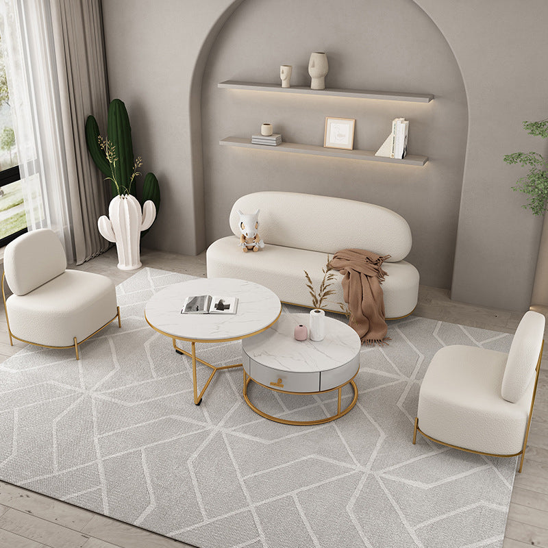 29.5"/31.5" H Contemporary White Wool Armless Sofa for Apartment