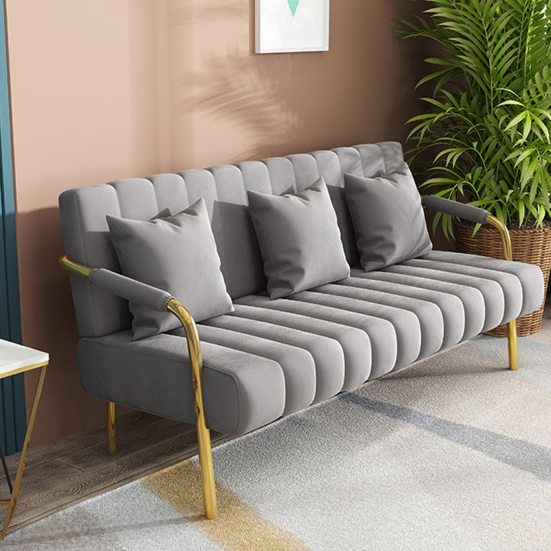 Contemporary 28.3" H  Velvet Sewn Pillow Back Sofa for Living Room