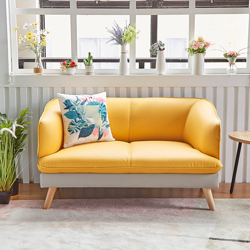 29.53" H Contemporary Faux Leather Slope Arm Sofa for Apartment