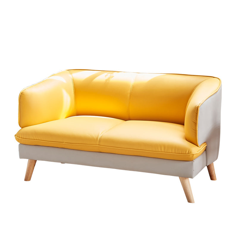 29.53" H Contemporary Faux Leather Slope Arm Sofa for Apartment