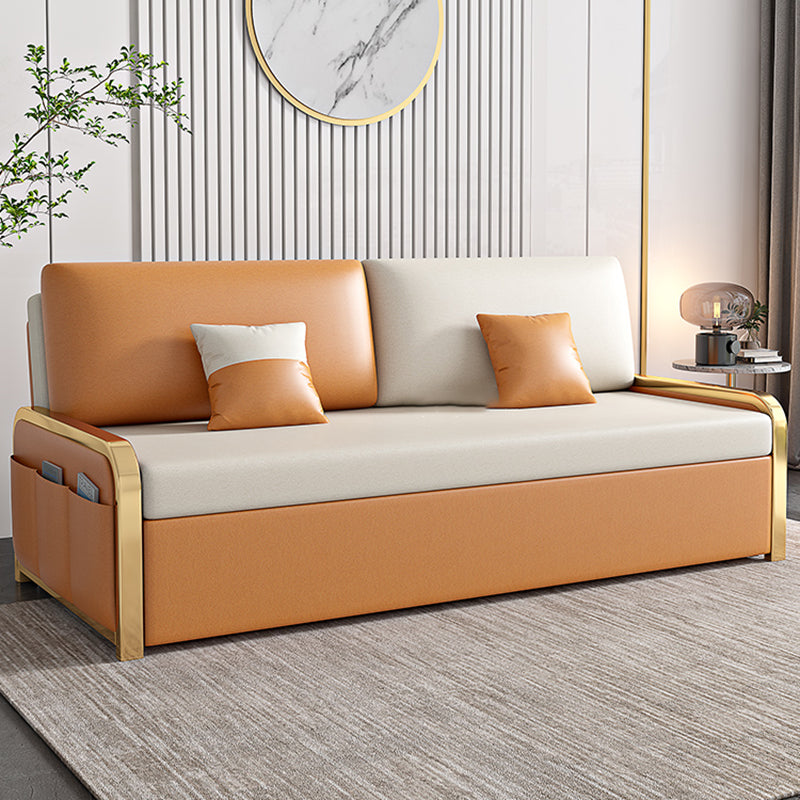 34.6" H Contemporary Faux Leather Armless Sofa Bed for Living Room