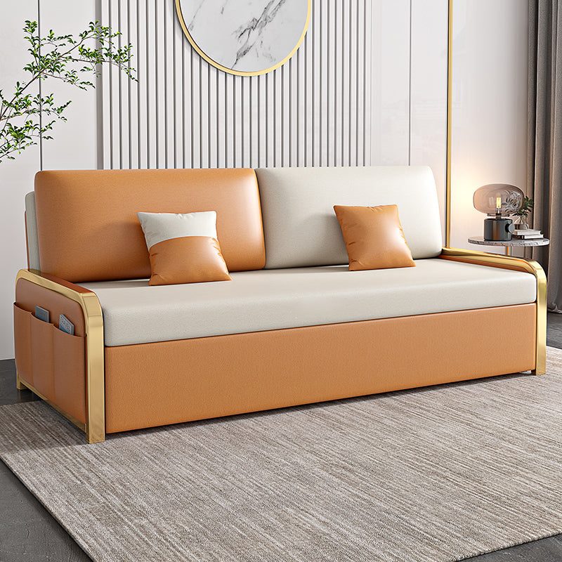 34.6" H Contemporary Faux Leather Armless Sofa Bed for Living Room