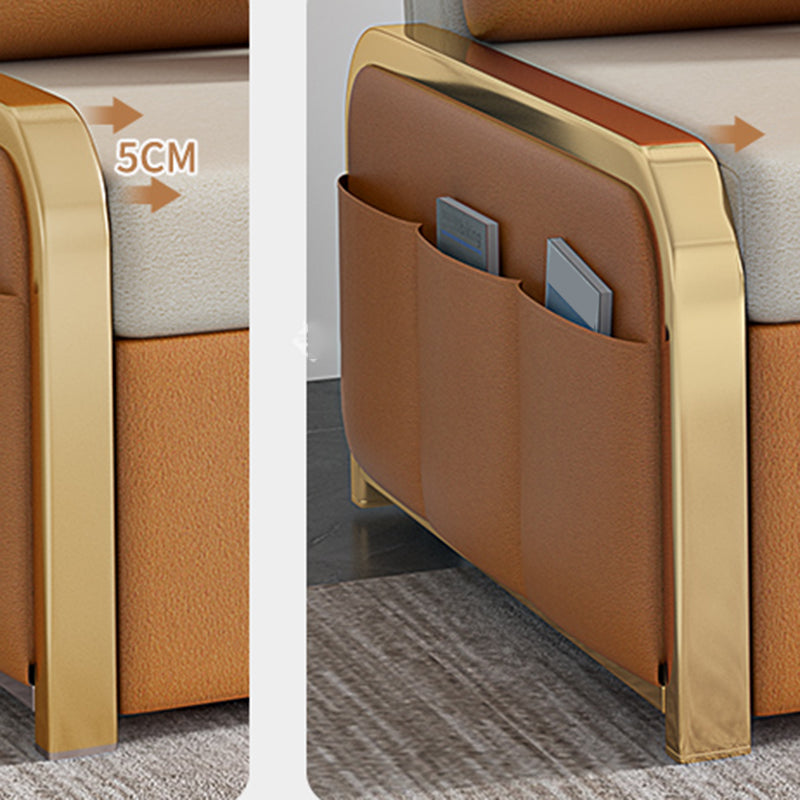 34.6" H Contemporary Faux Leather Armless Sofa Bed for Living Room