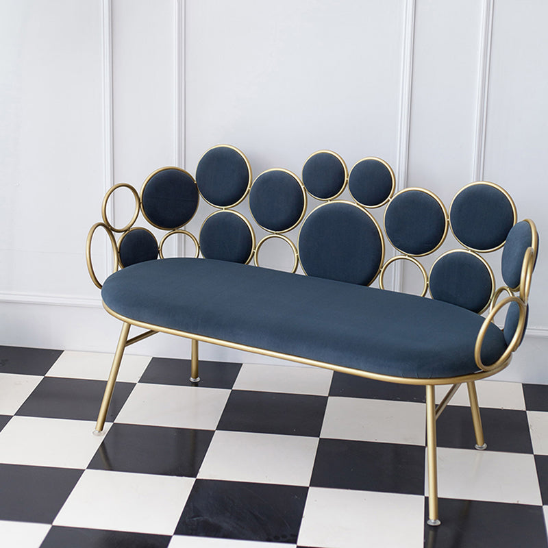 Modern Velvet 2-seat Sofa 31.49" H Sloped Arm Metal Frame Settee