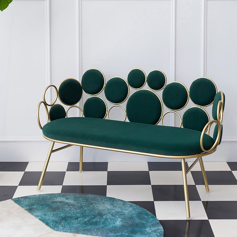 Modern Velvet 2-seat Sofa 31.49" H Sloped Arm Metal Frame Settee
