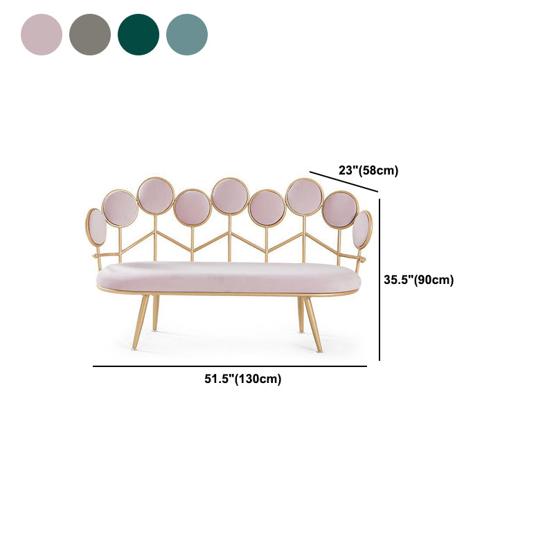 Modern Velvet 2-seater Sofa Metal Sloped Settee for Apartment