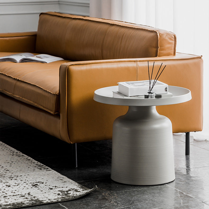 Metallic Pedestal End Table Mid-Century Round Side Side Table