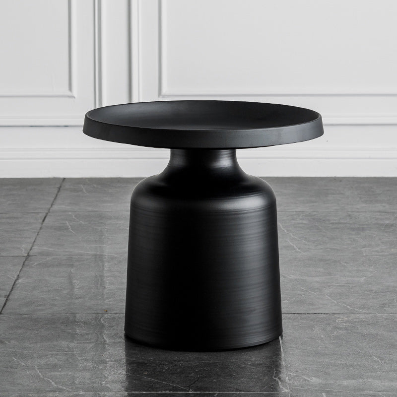 Metallic Pedestal End Table Mid-Century Round Side Side Table