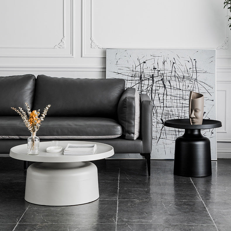 Metallic Pedestal End Table Mid-Century Round Side Side Table