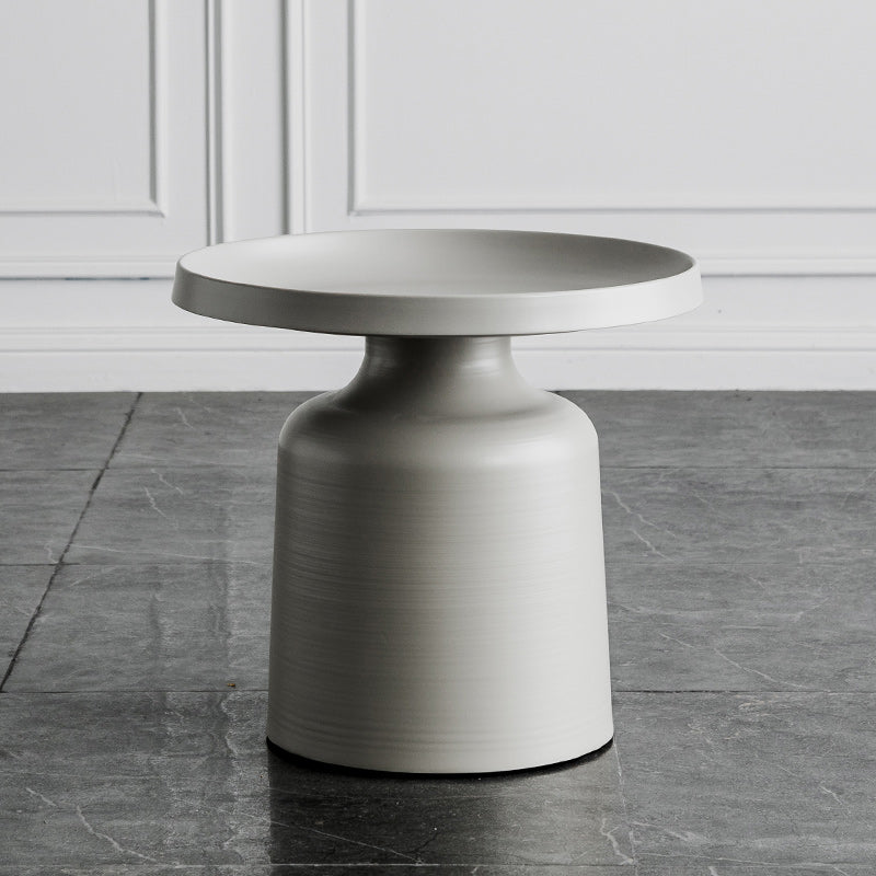 Metallic Pedestal End Table Mid-Century Round Side Side Table