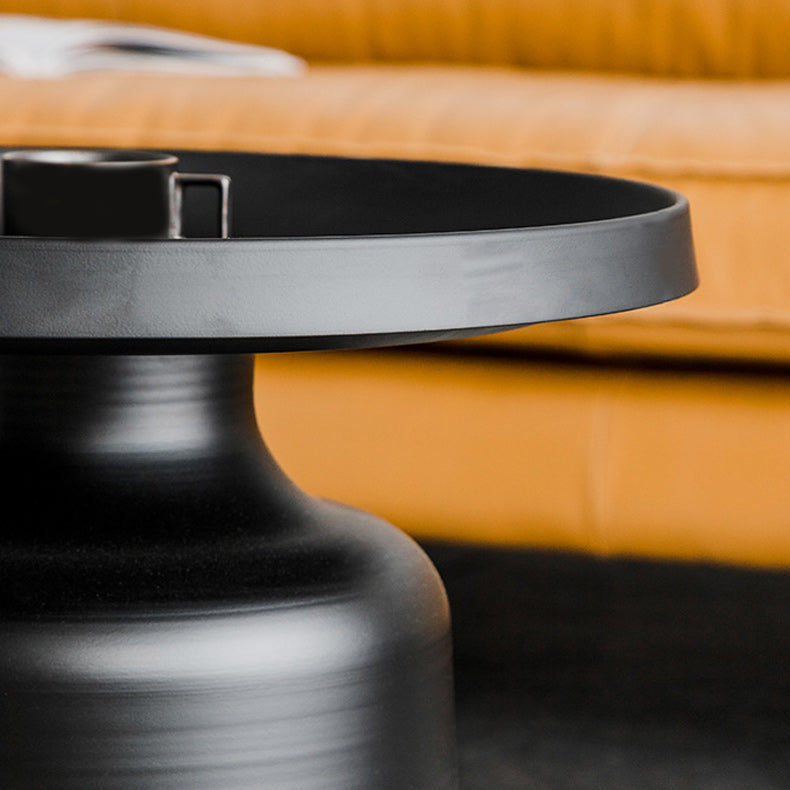 Metallic Pedestal End Table Mid-Century Round Side Side Table