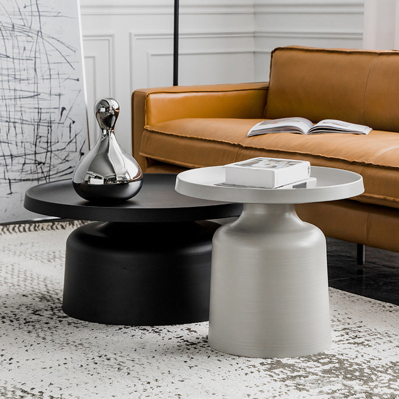 Metallic Pedestal End Table Mid-Century Round Side Side Table