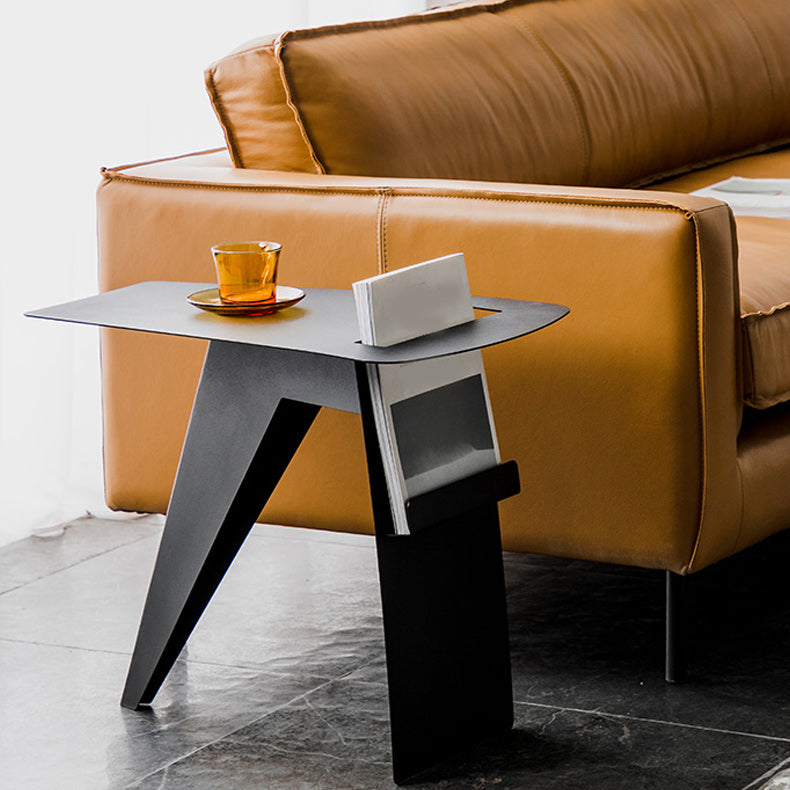 Mid-Century Sled End Table Geometric Metal Side Table, 19" Tall