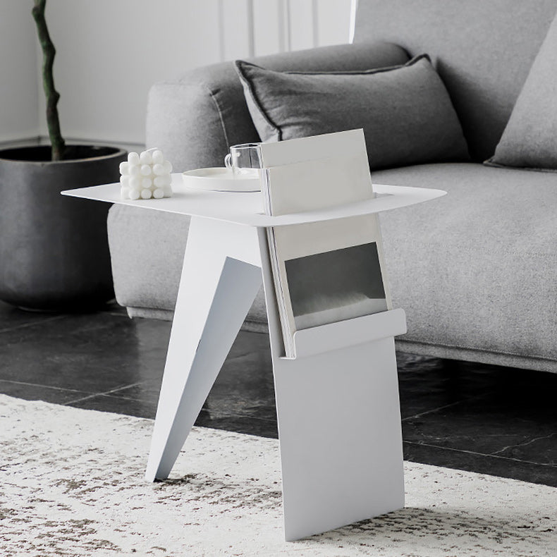 Mid-Century Sled End Table Geometric Metal Side Table, 19" Tall