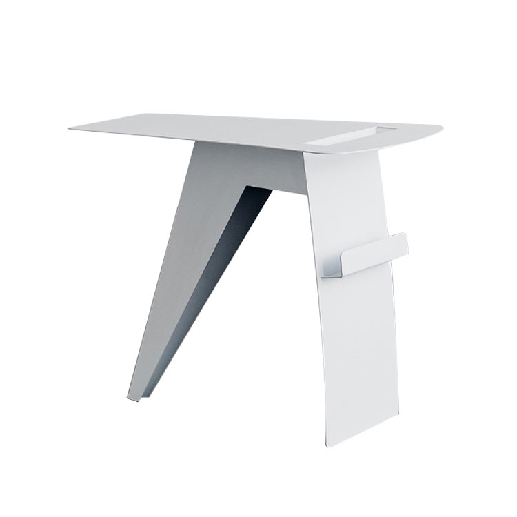 Mid-Century Sled End Table Geometric Metal Side Table, 19" Tall