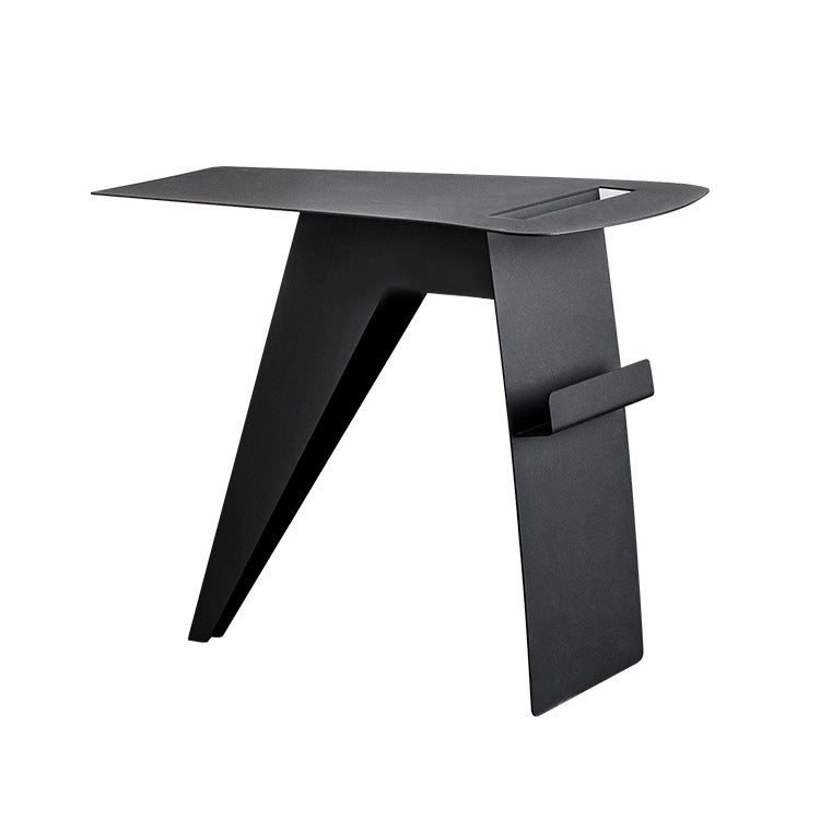 Mid-Century Sled End Table Geometric Metal Side Table, 19" Tall