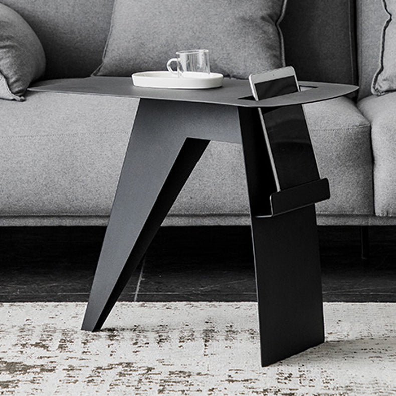 Mid-Century Sled End Table Geometric Metal Side Table, 19" Tall