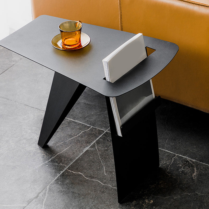 Mid-Century Sled End Table Geometric Metal Side Table, 19" Tall
