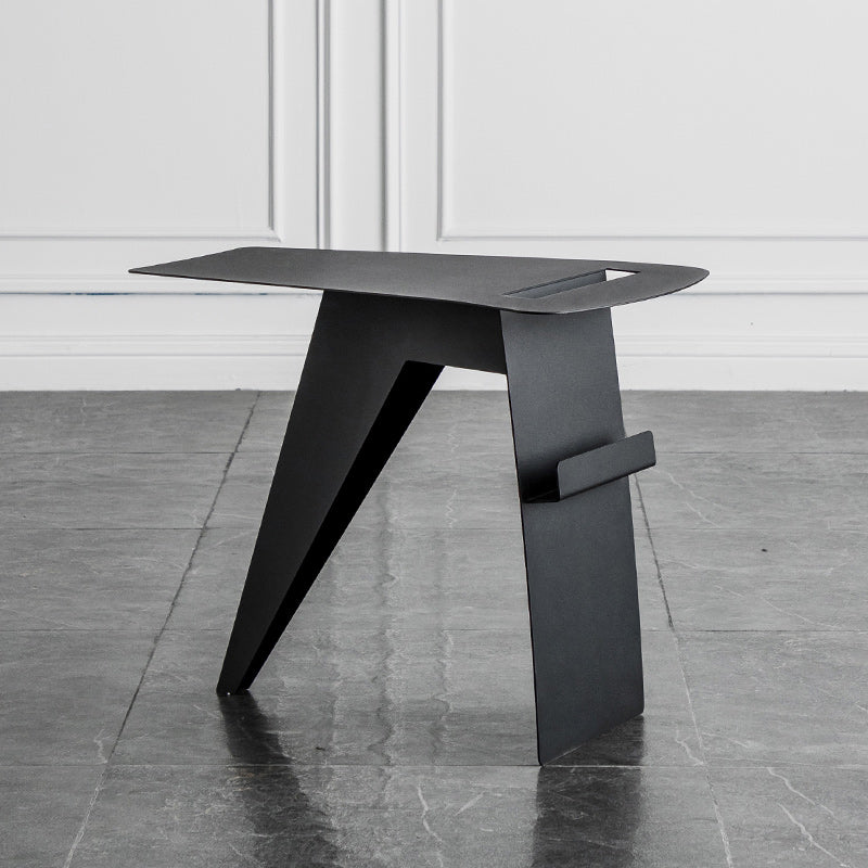 Mid-Century Sled End Table Geometric Metal Side Table, 19" Tall