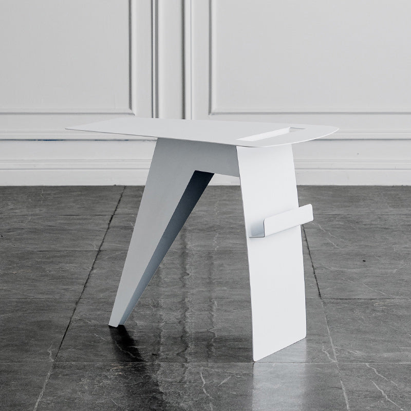 Mid-Century Sled End Table Geometric Metal Side Table, 19" Tall