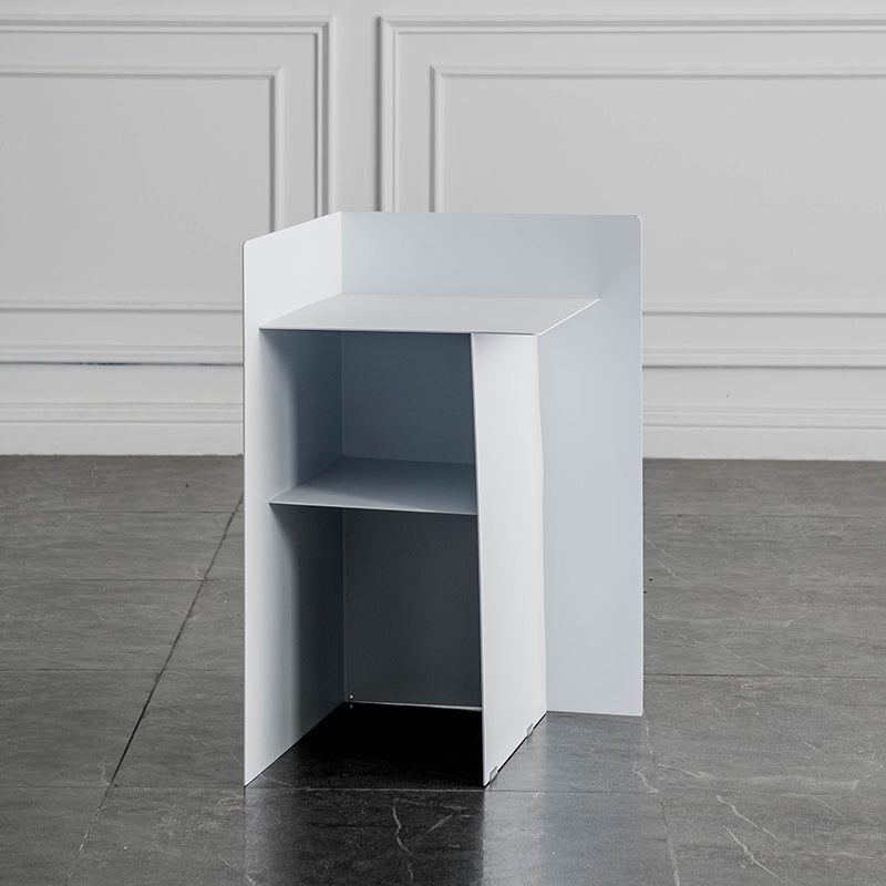 Metal Abstract End Table Mid-Century Corner Table with Shelf