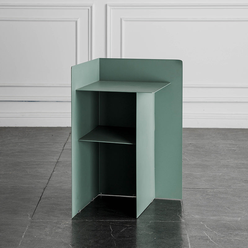 Metal Abstract End Table Mid-Century Corner Table with Shelf