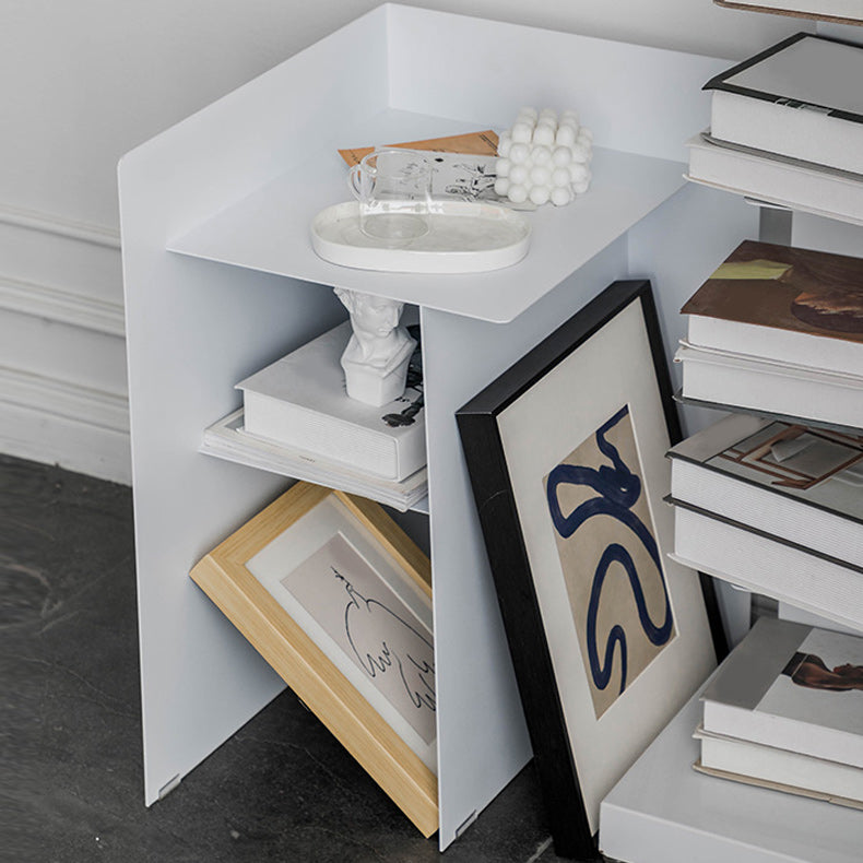 Metal Abstract End Table Mid-Century Corner Table with Shelf