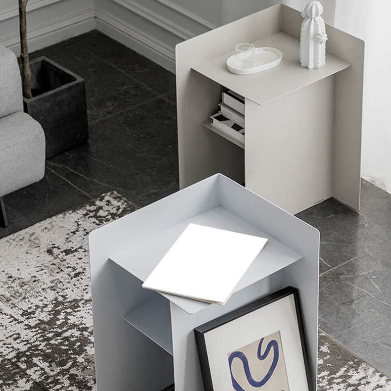 Metal Abstract End Table Mid-Century Corner Table with Shelf