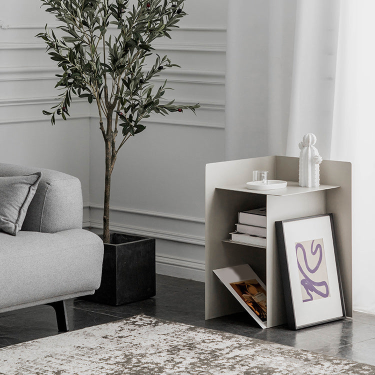 Metal Abstract End Table Mid-Century Corner Table with Shelf