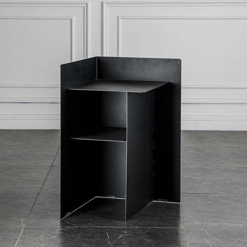 Metal Abstract End Table Mid-Century Corner Table with Shelf