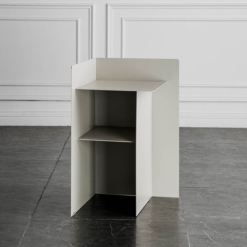 Metal Abstract End Table Mid-Century Corner Table with Shelf